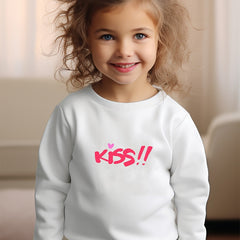 Girls Kiss Pattern Crew Neck Long Sleeve Sweatshirt