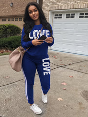 Women's Love Letter Print Two Piece Set for Fall/Winter