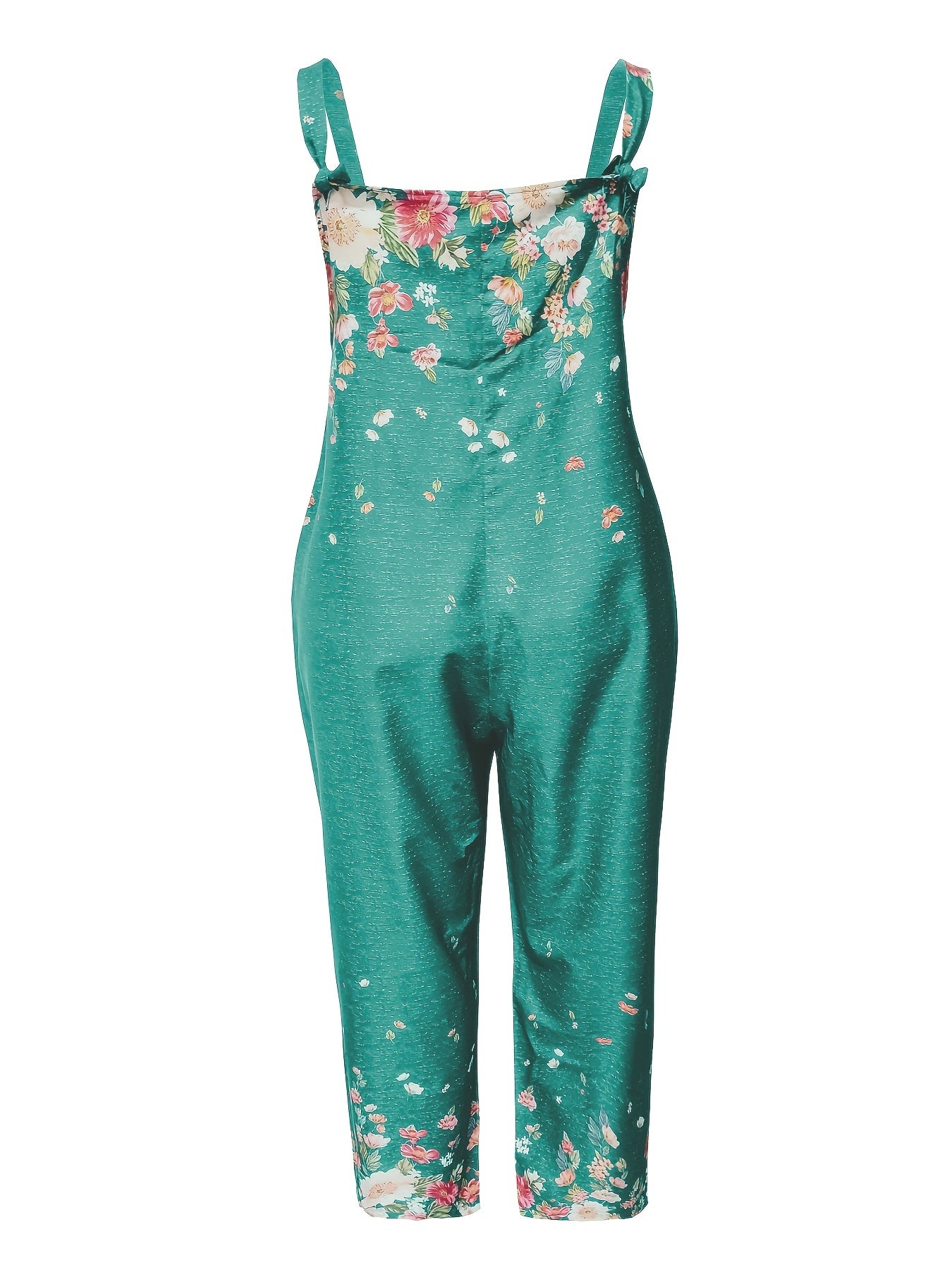  Floral Print Sleeveless Round Neck Jumpsuit