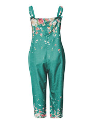  Floral Print Sleeveless Round Neck Jumpsuit