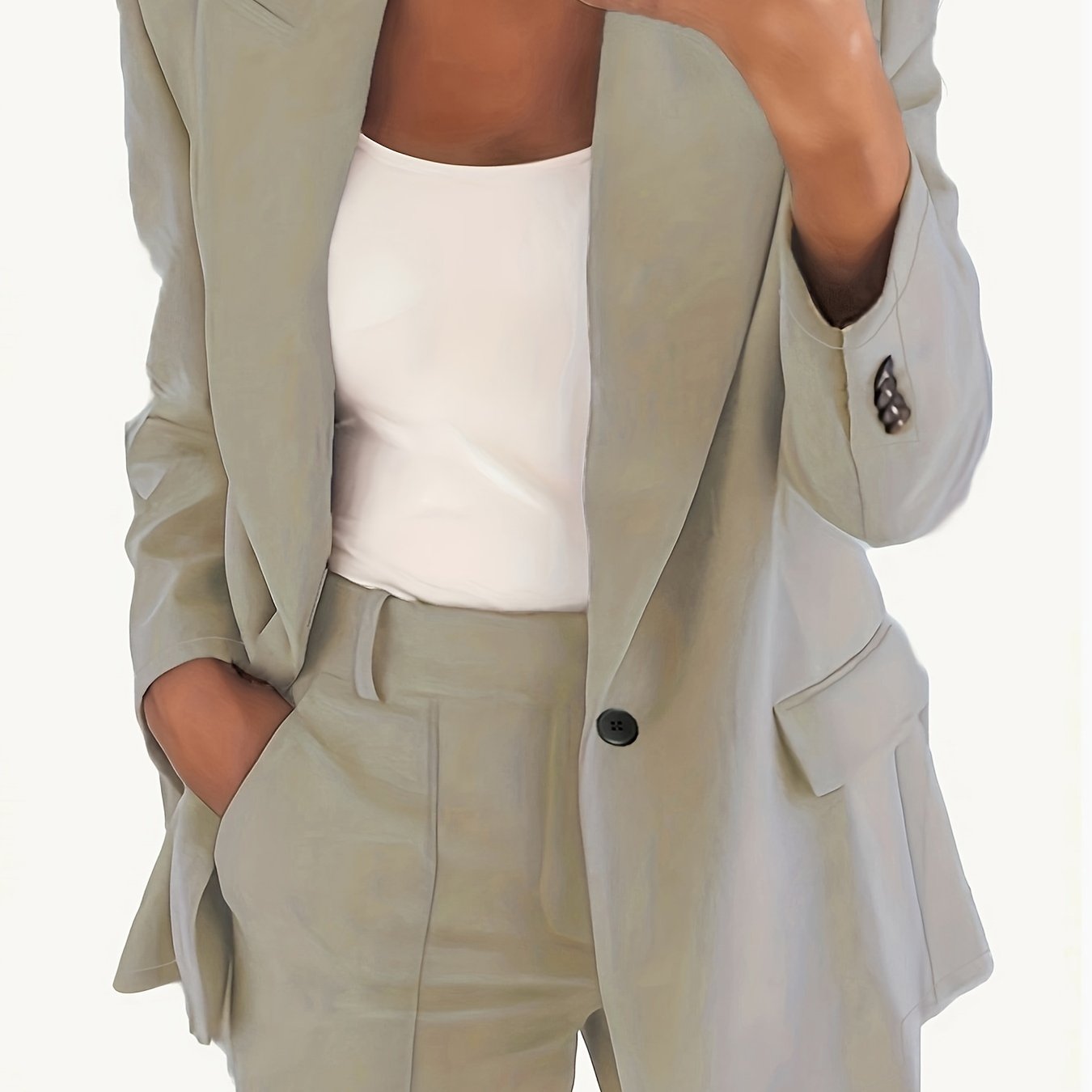  Women's Solid Lapel Collar Blazer