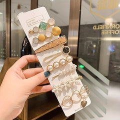8pcs Faux Pearl Hair Clip Set Duck Billed Bobby Pins Hair Accessories