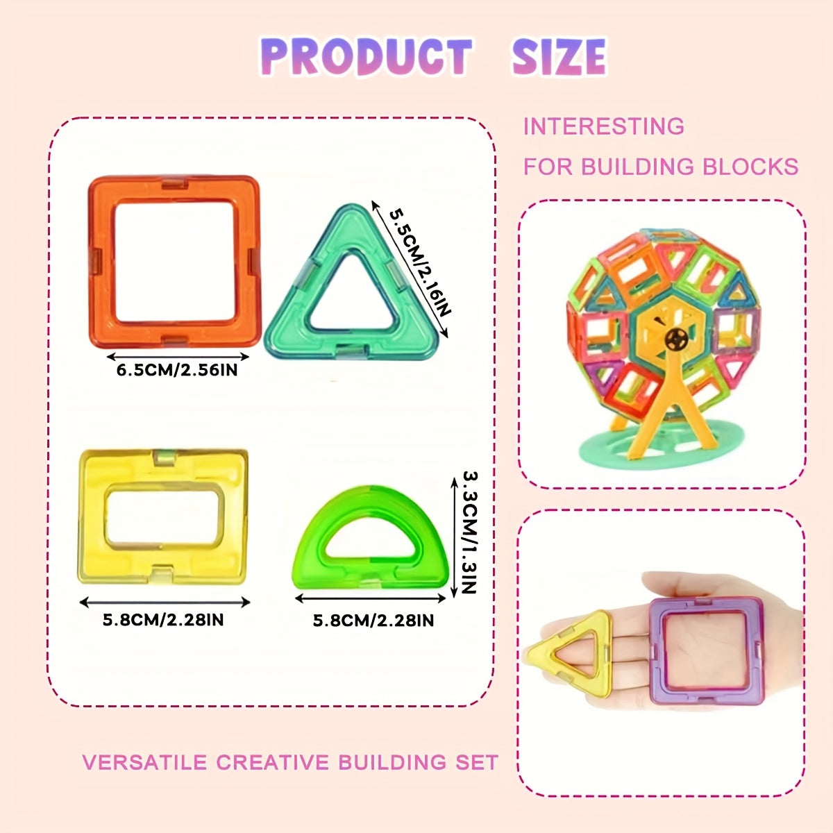 Large Magnetic Building Blocks DIY Toy with Wheels