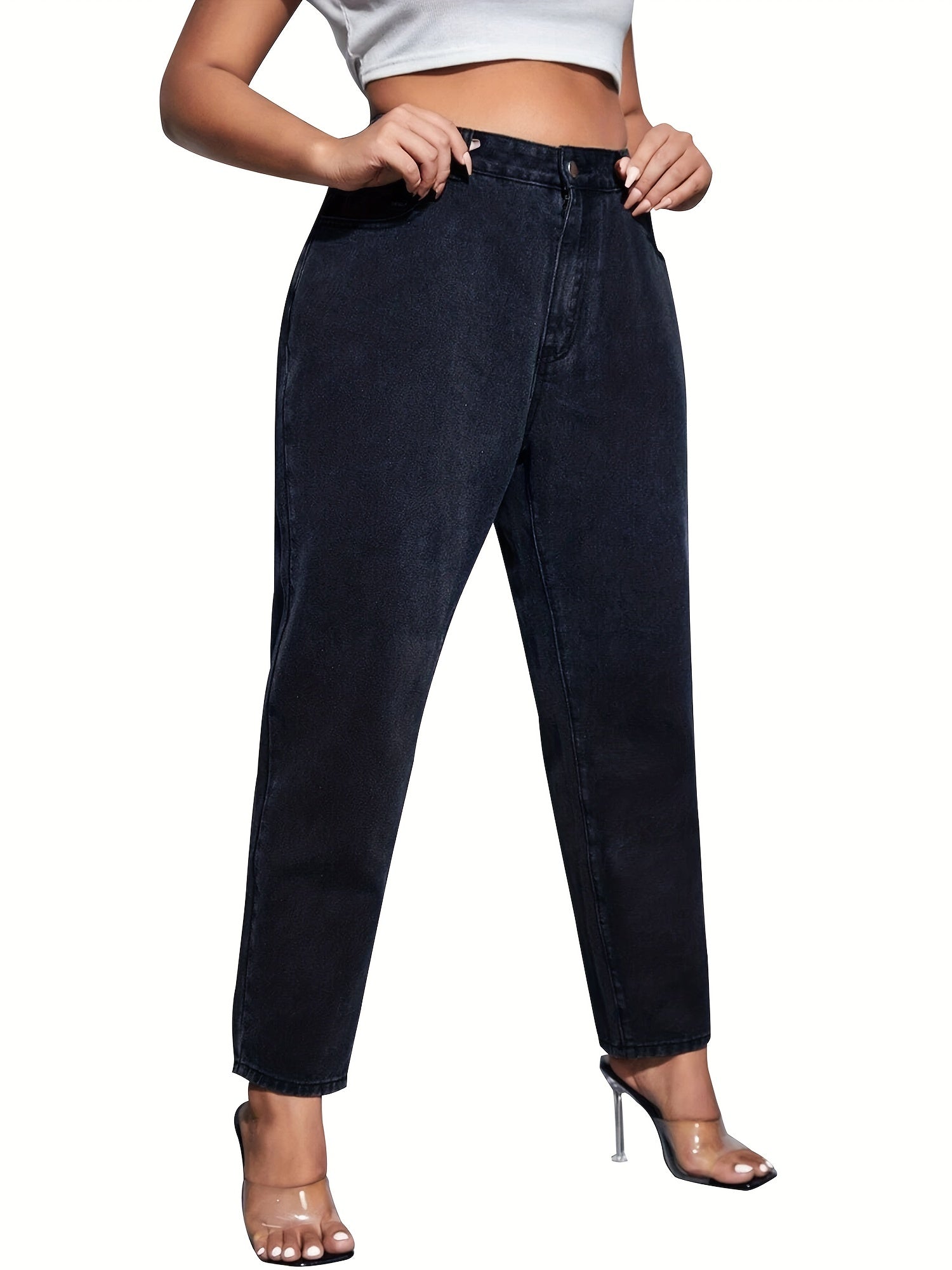  High Rise Stretch Straight Leg Jeans