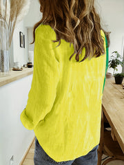  Colorblock Cartoon Print Button-Up Casual Blouse