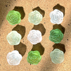 Baroque Frosted Resin Rose Flower Pattern Nails - 30pcs