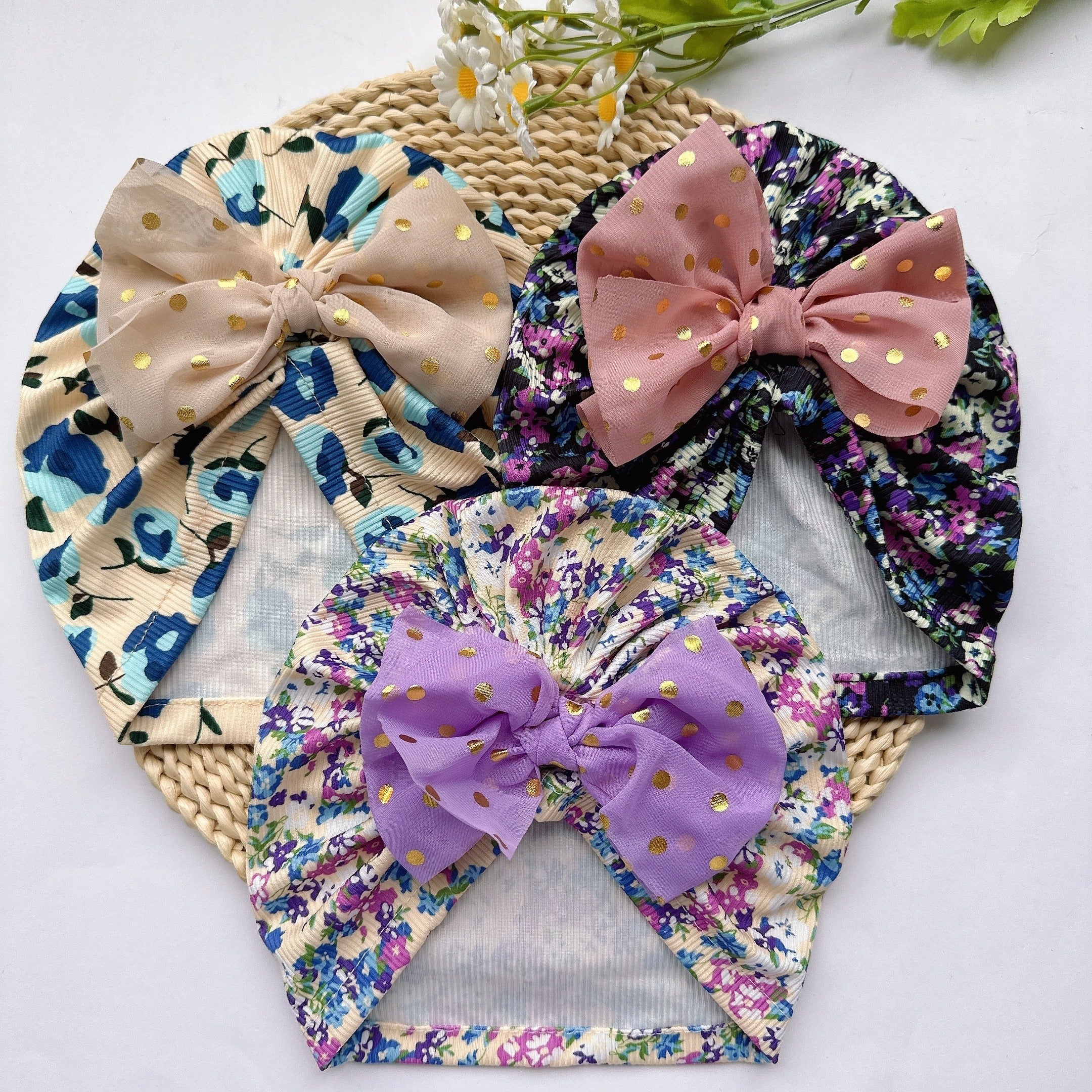 Soft Floral Bow Baby Hat Headgear