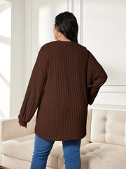  Solid Ribbed Open Front Knit Cardigan