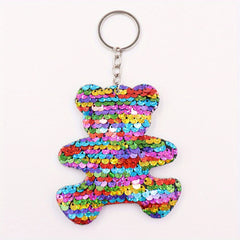 Sequins Bear Keychain Animal Key Ring Purse Handbag Car Charm Phone Pendant