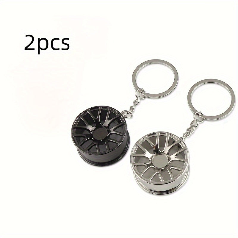 2pcs Mini Metal Tire Keychain Pendant for Car Keys Backpacks Wallets
