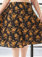  Floral Print Elastic High Rise Midi Skirt