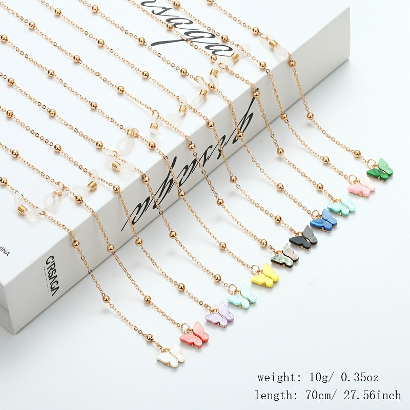 Alloy Butterfly Pendant Glasses Chain Colorful Mask Chain Necklace