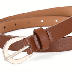 Pin Buckle PU Belt Casual Jeans Pants Thin Girdle Women