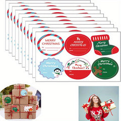 10pcs Christmas Holiday Gift Series Stickers Self-adhesive Labels