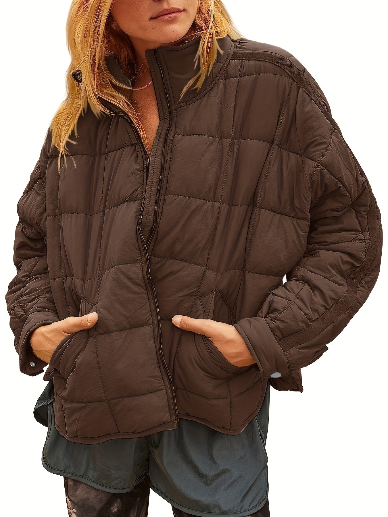 Women's Zip Up Solid Coat Winter Outerwear