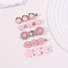 5pcs Sweet Pink Flower Hair Clip for Women Girls