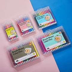 24pcs Soft Tip Watercolor Pens Bright Colors Graffiti Set
