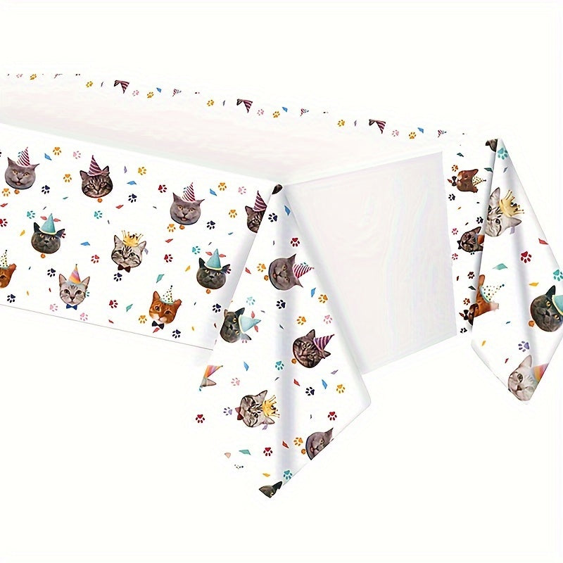 Cat Paw Print Plastic Tablecloth for Pet Themed Party