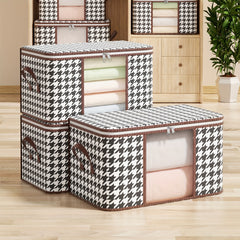 1pc 50 75L Houndstooth Storage Bag Blanket Zipper Large Organizer Dustproof