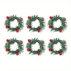 Plastic Napkin Ring Christmas Red Fruit Pine Needle Wreath Napkin Buckle