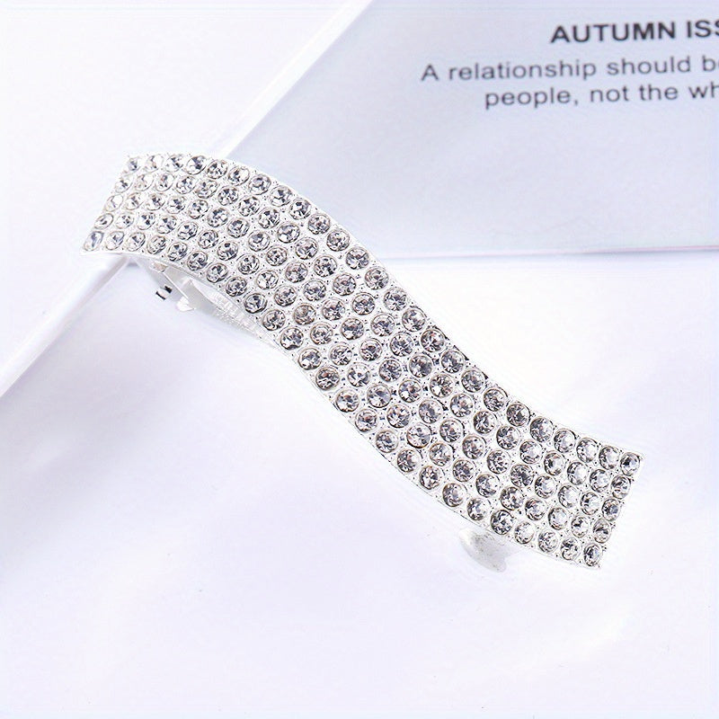 Rhinestone & Pearl Hair Clip French Barrette Accessory