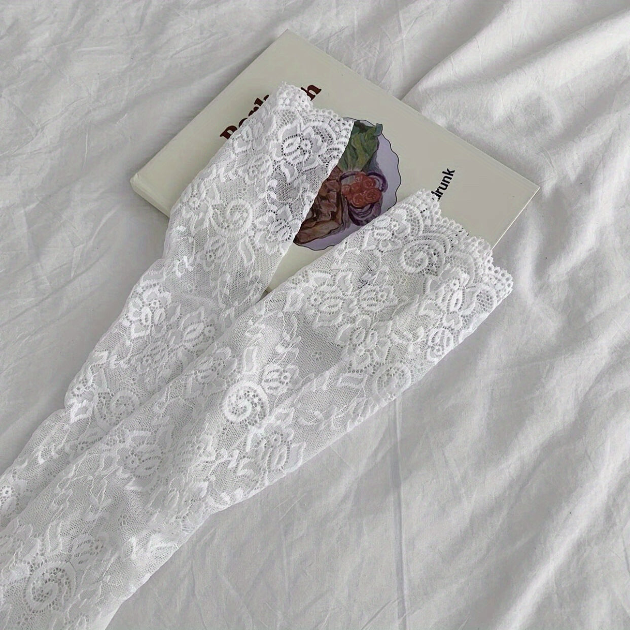 Lace Sleeves Floral Fingerless Gloves UV Protection
