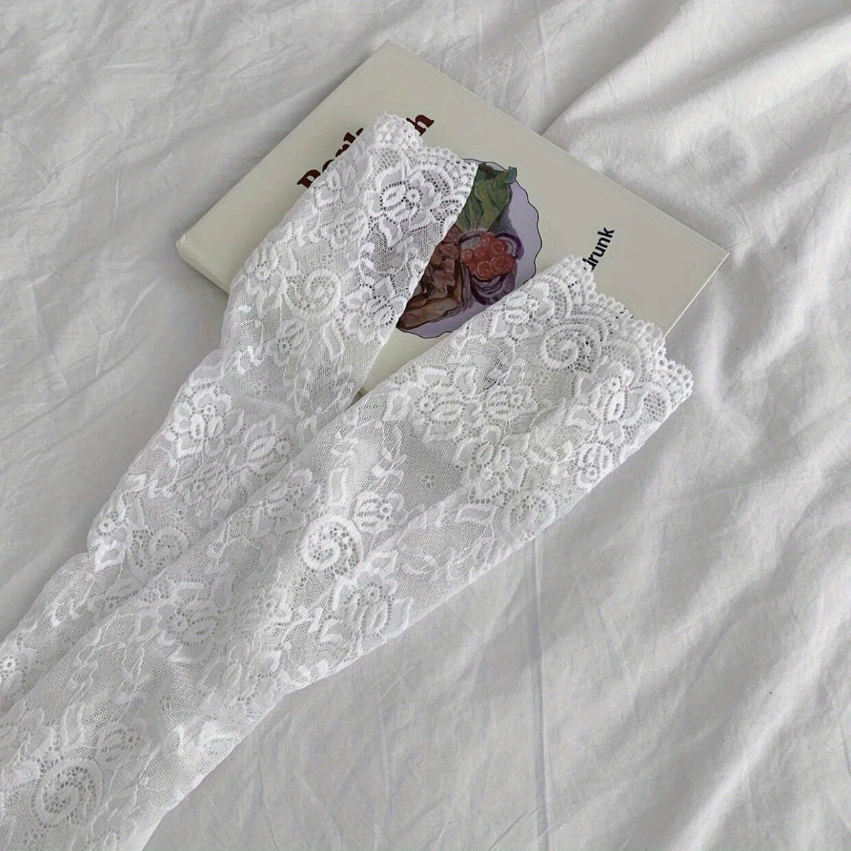Lace Sleeves Floral Fingerless Gloves UV Protection