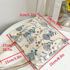 Floral Print Tote Bag Nylon Shoulder Handbag for Commuting & Traveling