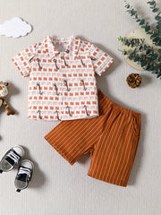 2pcs Boys Plaid Shirt&Shorts Set Summer Kids Clothing