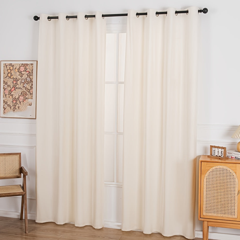 Solid Colour Velvet Curtain Blackout Grommet Top Curtains