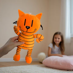 Cute Orange Cartoon Kitty Plush Toy Stuffed Animal with Stripes & Muzzle
