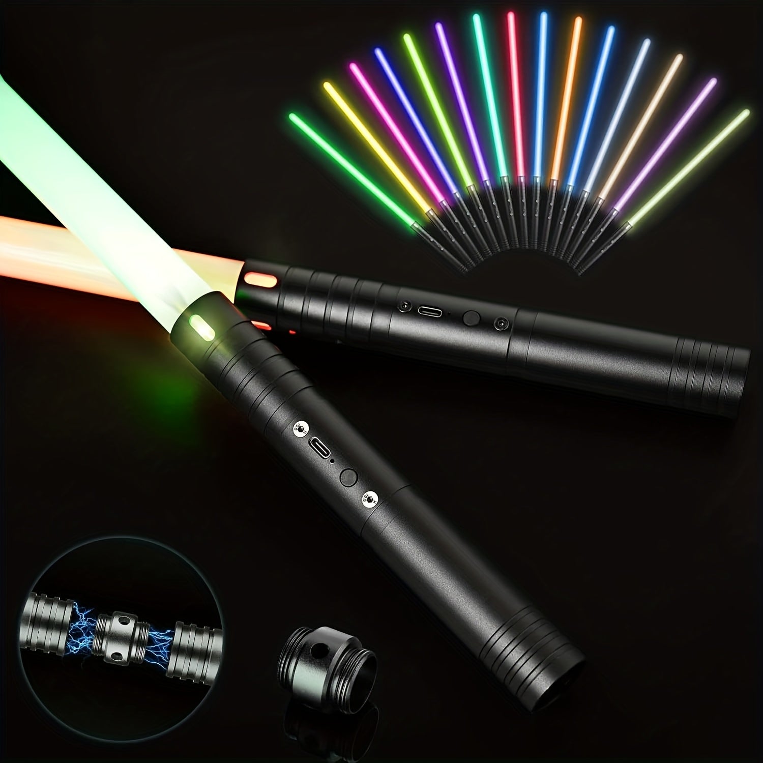 24 9 inch RGB Dueling Sword USB Rechargeable 15 FX 3 Sound Modes
