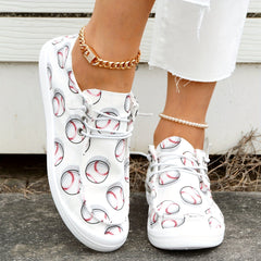 Baseball Print Women's Canvas Shoes Lightweight Sneakers