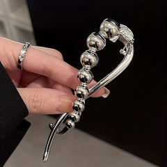 2pcs Metallic Ball Decor Hair Clip For Women Girls Hair Clip