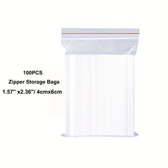 100pcs Clear Zipper Bag Plastic Zipper Bags Sealed Food Storage