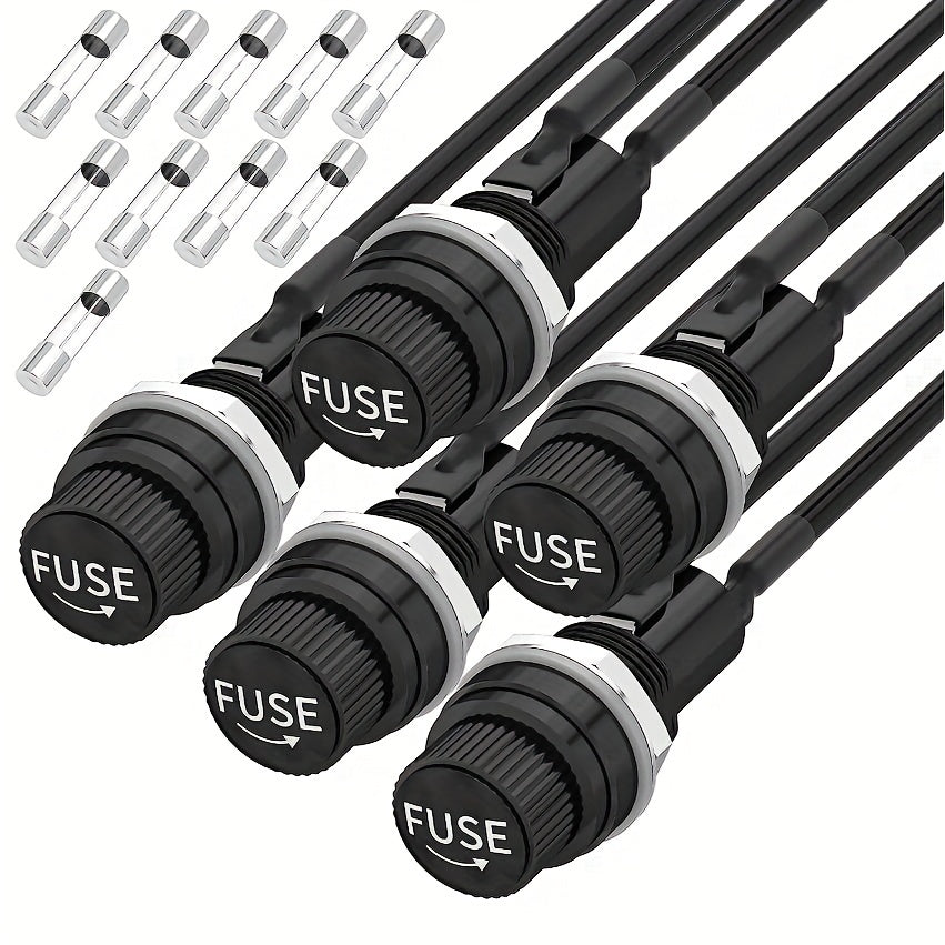 5x20mm Panel Mount Fuse Holder 12V DC 250V AC Screw Cap Fuse Holders