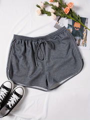  Solid Drawstring Elastic Shorts - Women's Plus