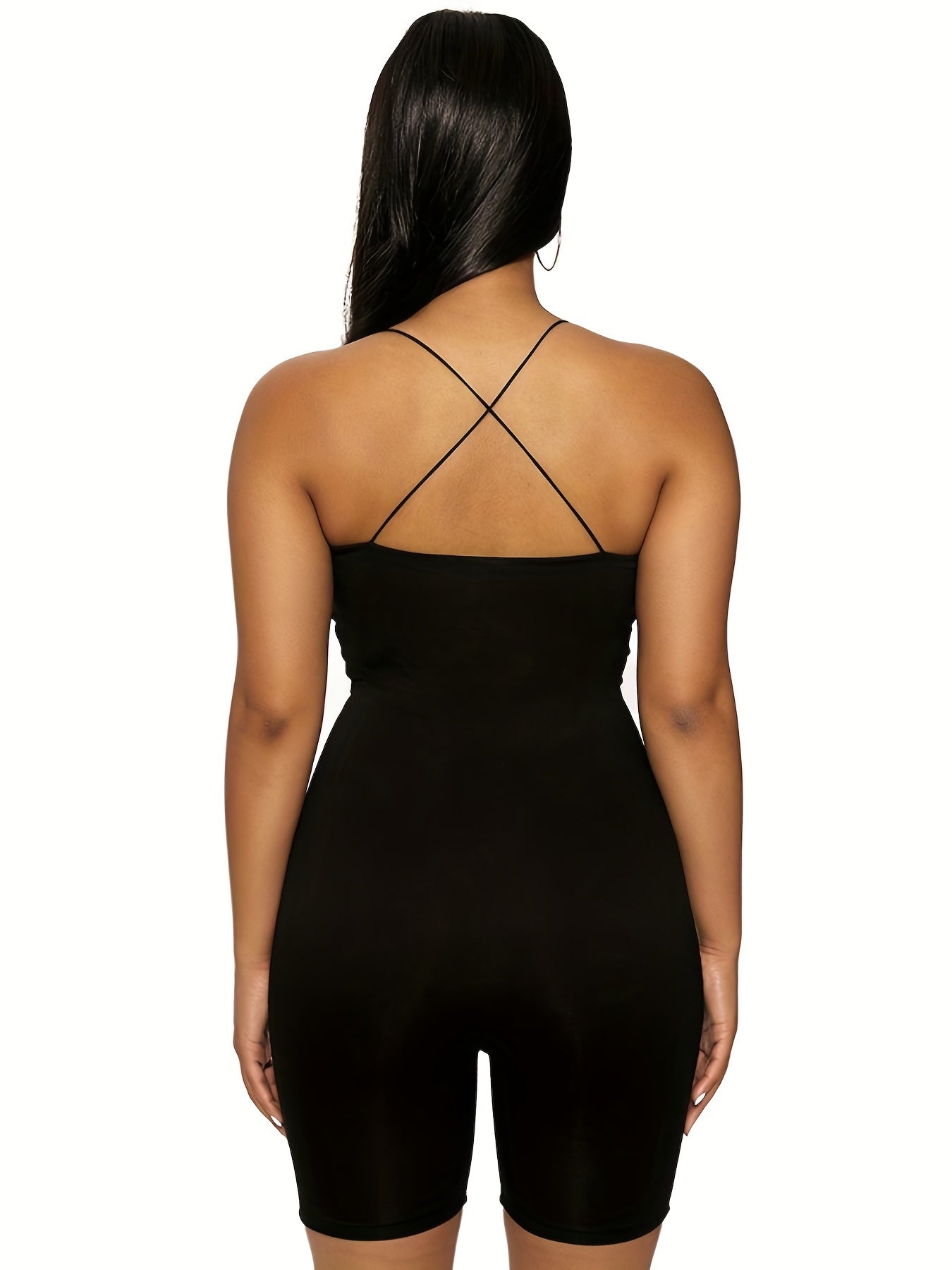 Solid Halter Neck Romper Jumpsuit Sexy Sleeveless Backless Jumpsuit