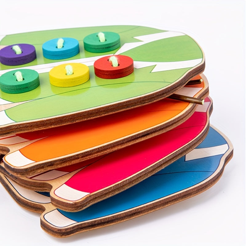 Wooden Button Threading Board Toy Educational Puzzle for Kids