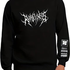 Lightning Print Men's Graphic Round Neck Sweatshirt Loose Pullover