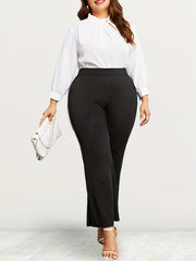  Flared Leg Trousers High Rise Stretch Pants
