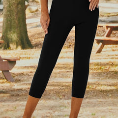 Women's High Waist Yoga Leggings Solid Stretch Skinny Pants