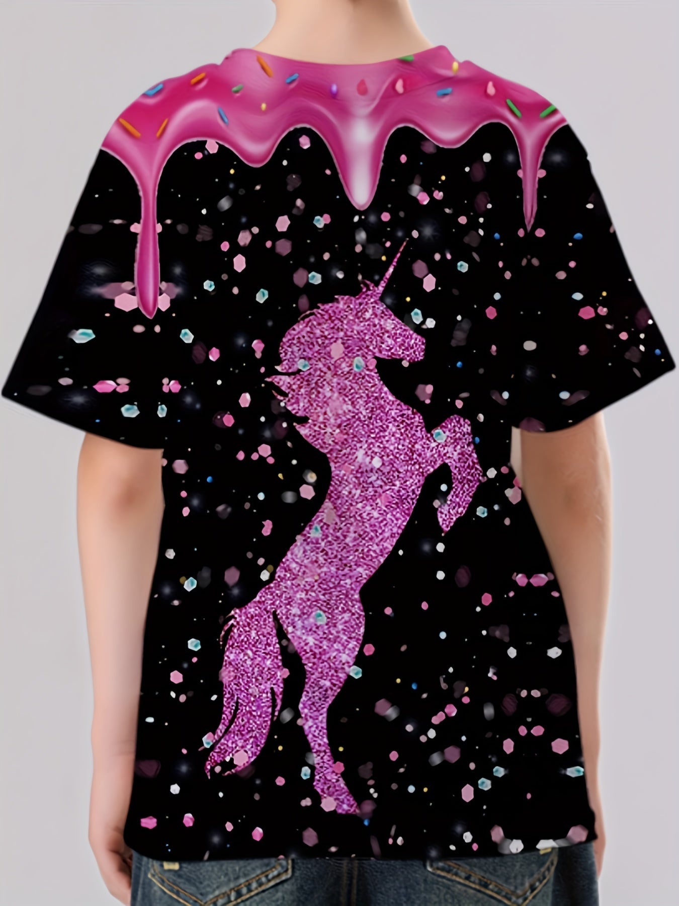 Dreamy Unicorn 3d Print Boy's Casual Tees Short Sleeve Crew Neck