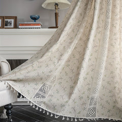 Bohemian Floral Curtain for Living Room Bedroom Kitchen Bar Beige Tasse
