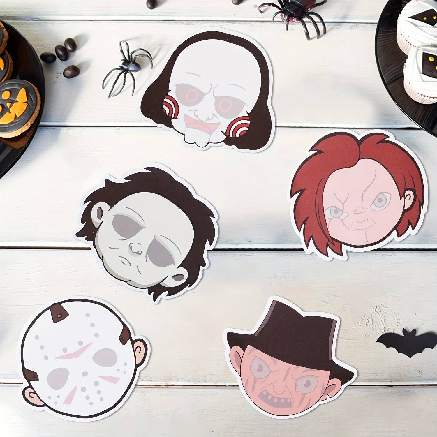5pcs Halloween Horror Sticky Notes Weird Spooky Characters Self Adhesive Notepad