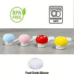 Mushroom Shaped Straw Tip Cover Reusable Silicone Lid
