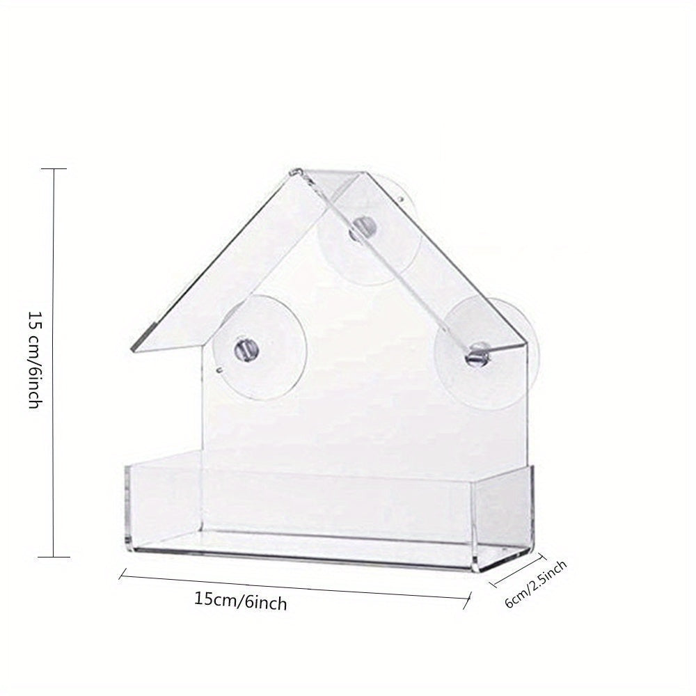 Acrylic Bird Feeder Travel Cage Adsorption Bird Feeder