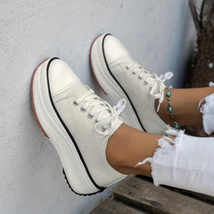 Women's Platform Canvas Shoes Casual Lace Up Outdoor Shoes
