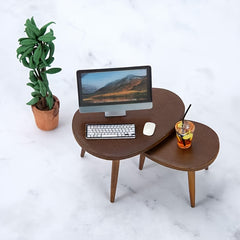 1:12 Scale OB11 Triangle Coffee Table & Desk Dark Brown Dollhouse Accessory