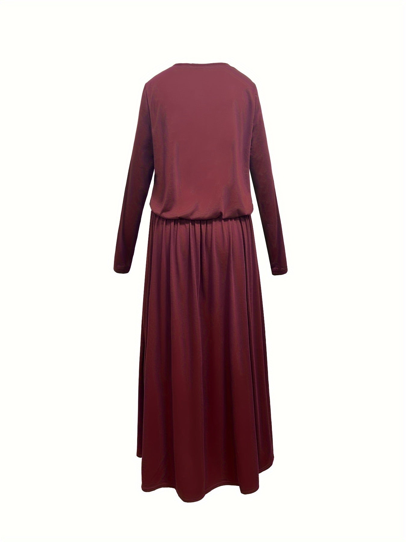  Long Sleeve Half Zipper Maxi Dress
